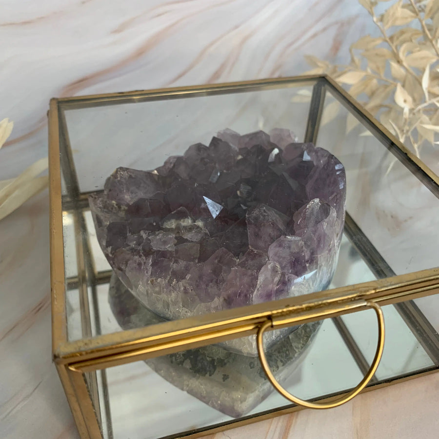 Amethist hart in luxe glazen box Gem Interior