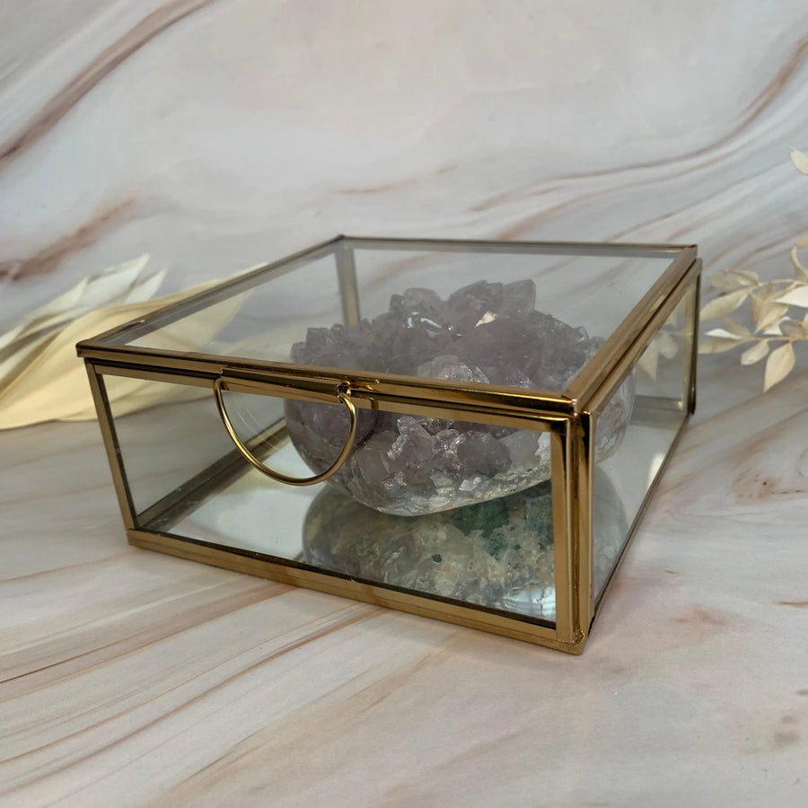 Amethist hart in luxe glazen box Gem Interior