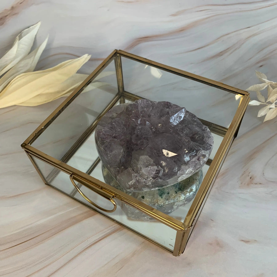 Amethist hart in luxe glazen box Gem Interior